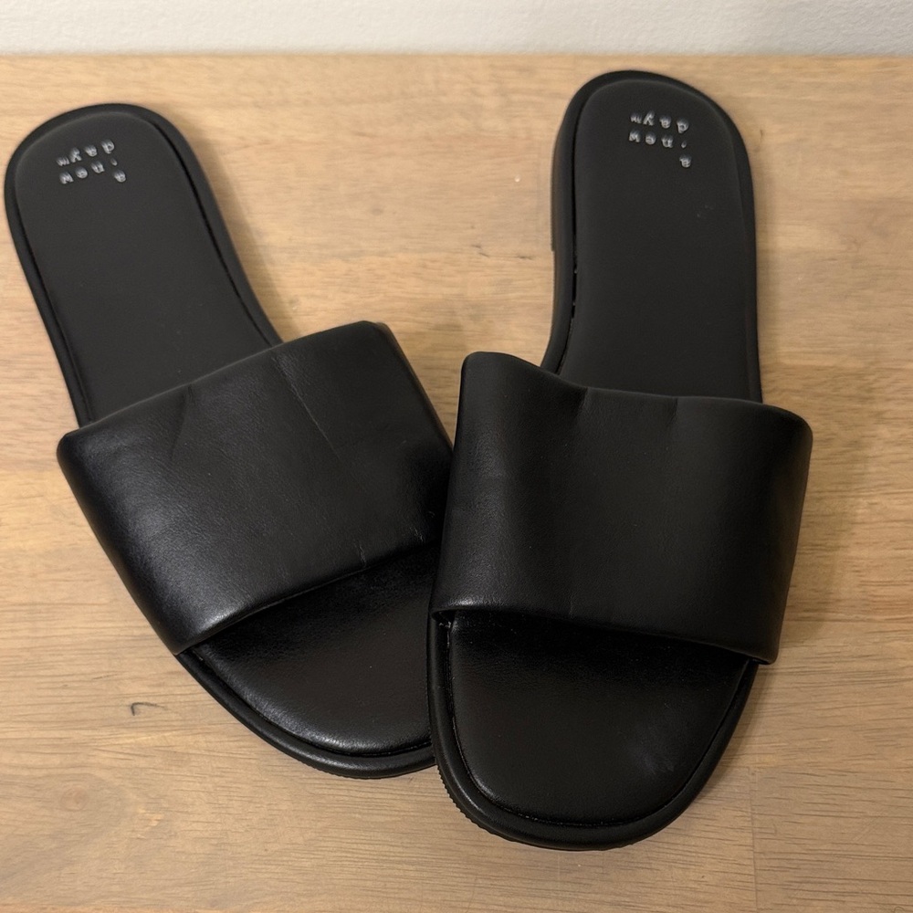 a new day Black Slide Sandals